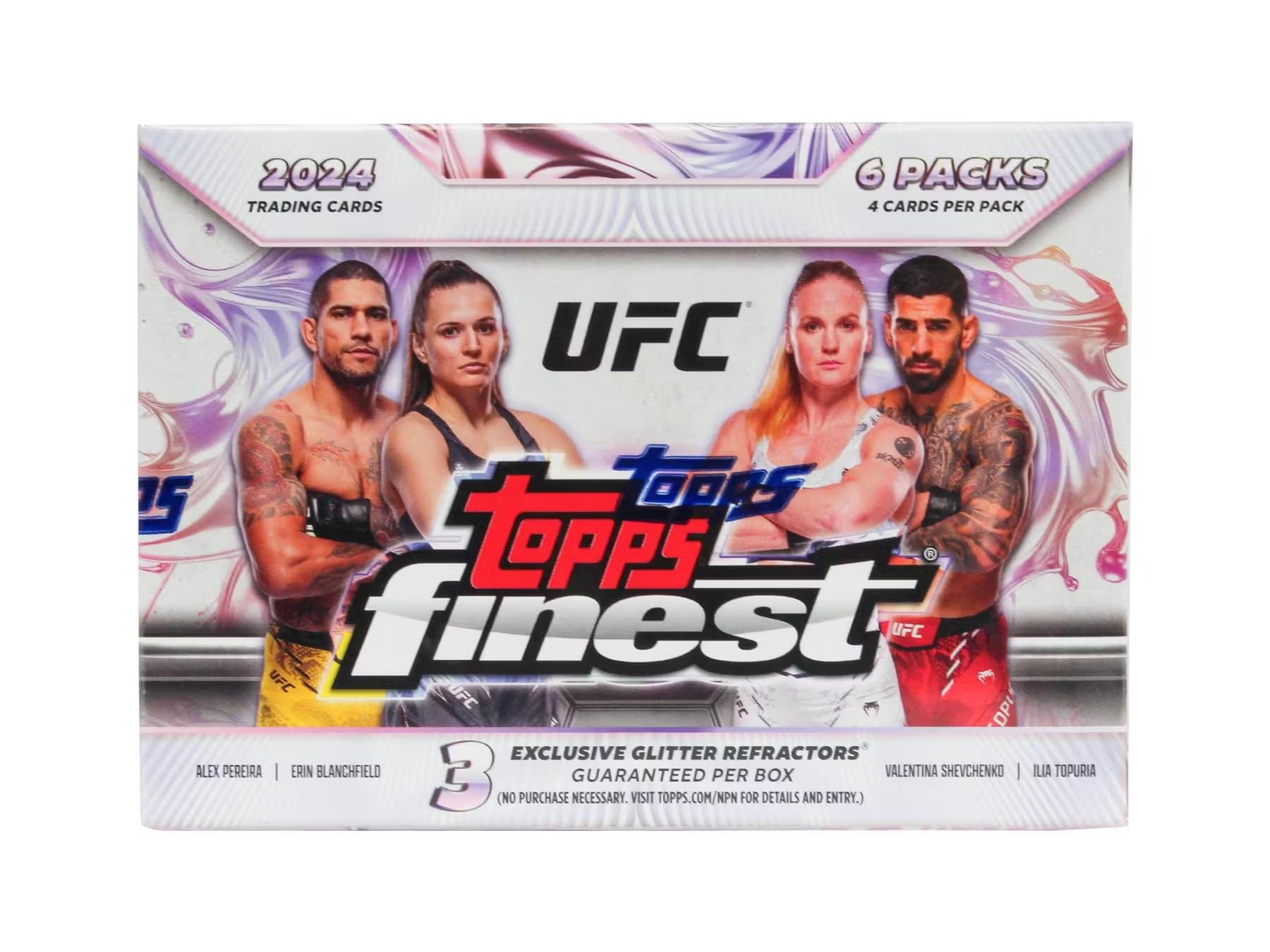 2024 Topps Finest UFC Бластерная коробка для коллекционных карточек 6 пакетов