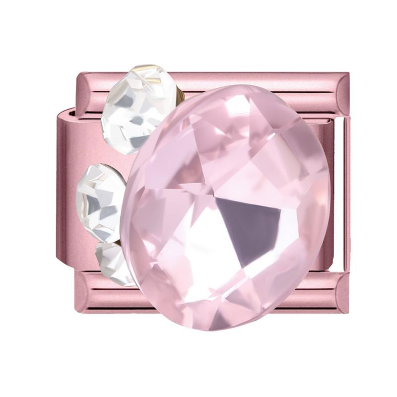 Y2K Pink Glitter Zircon Heart Flowers Rabbit Crystal Italian Charm Fit 9MM Stainless Steel Bracelet Women Men DIY Jewelry Gift