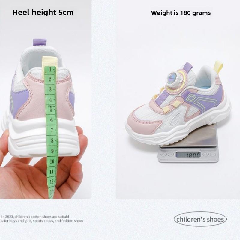 Warrior Sports Shoes Spring Autumn and Winter Rotating Buckle Casual Shoes Girls Soft-soled Breathable Running Shoes