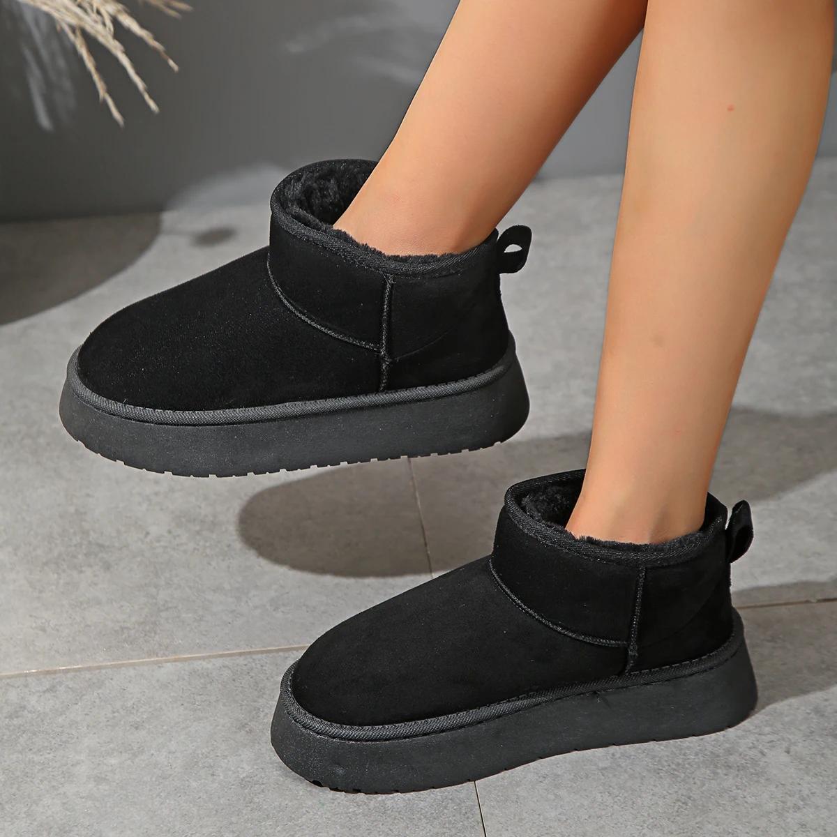 

Роскошные зимние женские короткие плюшевые теплые зимние ботинки повседневная обувь новые замшевые меховые ботинки челси ботильоны на плоской подошве женская обувь на платформе botas 36 чёрный