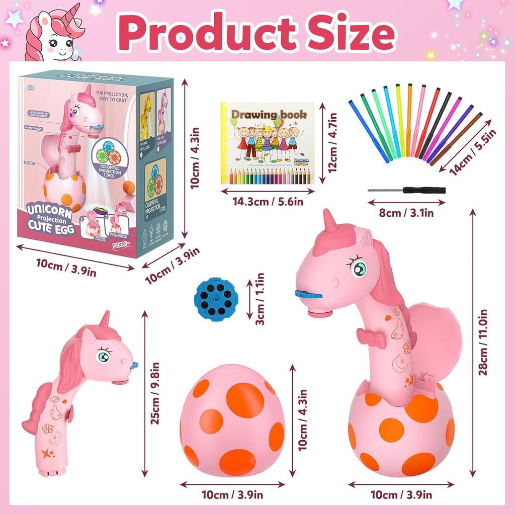 KETIEE Unicorn Drawing Projector Toys for Ages 5-7: Tracing and Drawing Projector for Kids with Cute Unicorn Look, Smart Art Sketcher Projector with