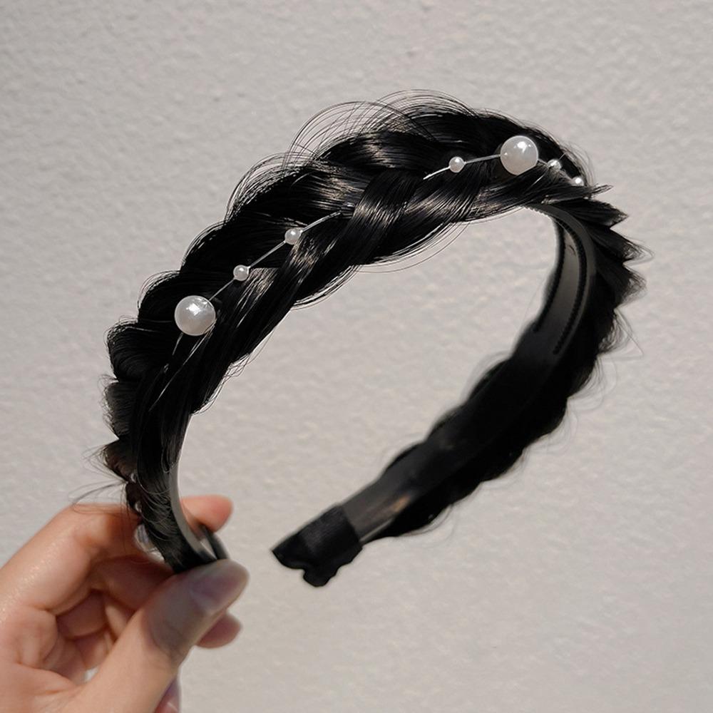 Wide Twisted Wig Headband Synthetic Women Hair Hoop Retro Fishbone Braid Headband  Female