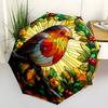 Color Retro BirdThemed Automatic Opening and Closing Umbrella 8 Ribs, Suitable for Leisure and Going Out, Outdoor Accessory, Gothic Style,