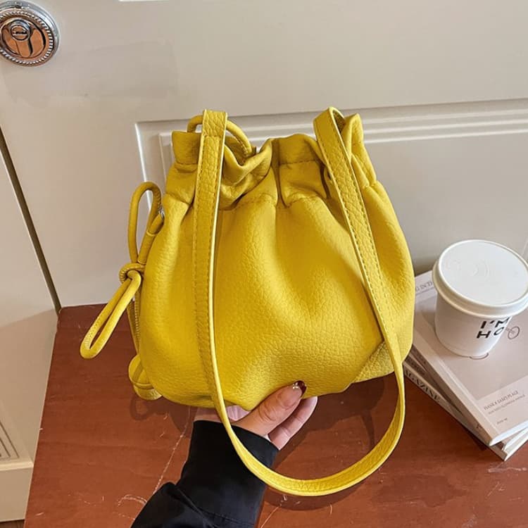 Lychee Pattern Drawstring Bucket Bag Women's Crossbody Shoulder Bag