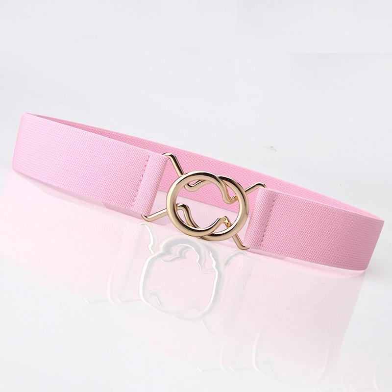 Ceinture Minimaliste Noire Élastique à Taille Haute pour Femme avec Double Boucle Ronde