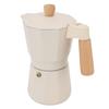 Moka Bianca 6 Tazze in Alluminio con Valvola Singola e Manico in Legno per Fornelli a Gas, Elettrici, da Campeggio