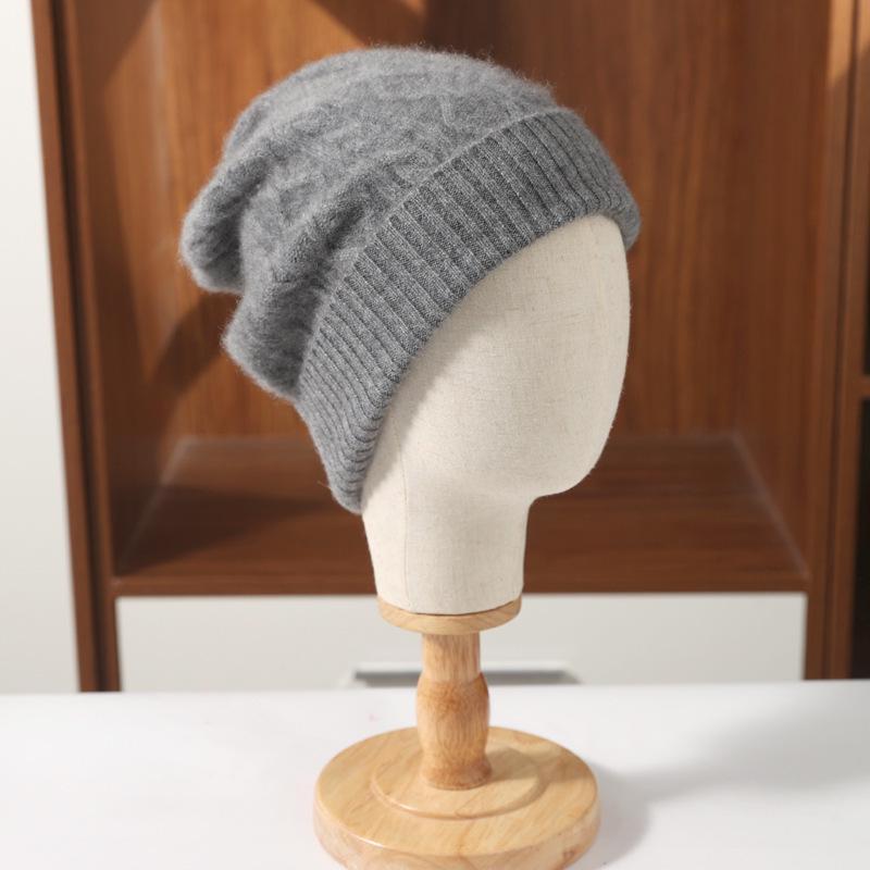 Women's Versatile Diamond Pattern Cashmere Knit Hat - Warm, Fashionable Winter Accessory