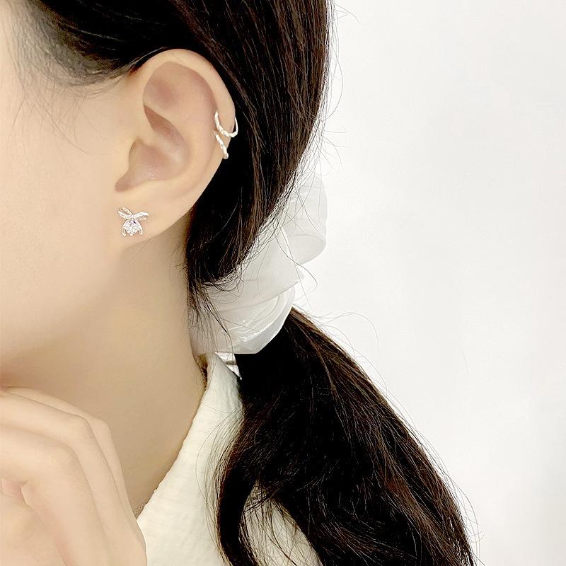 Sweet Bow Earrings Light Luxury High-end New Exquisite Commuter Earrings for Women