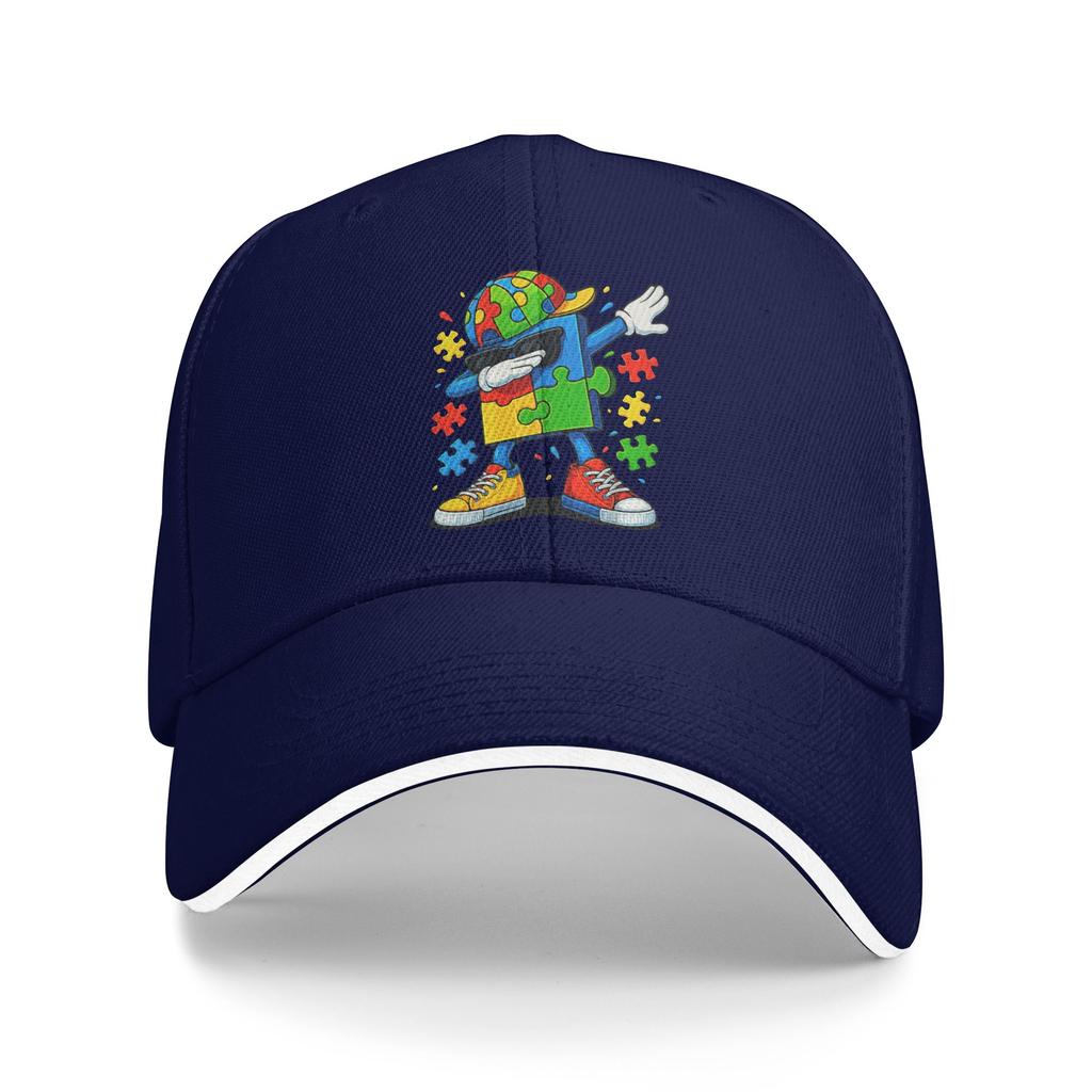 Dabbing Puzzle Autism Awareness Sun Baseball Cap Summer Y2k Cool Trucker Hat For Women Men Outdoor Gym Snapback Cap