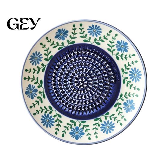 Garlic Mincer Ceramic Grinder Plate Bowl, Manual Ginger Fruit Zester Grater Herb And Dish, All-in-One Prep Mixing Serving Tray, Modern Minimalist