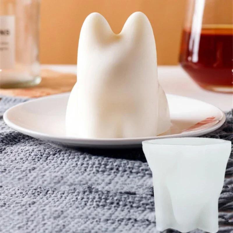 3D Cat Milk Pudding Silicone Mold Halloween Jelly Bowl Cake Cute Cake White Cold Ice Powder Mold Cake Decoration Accessories