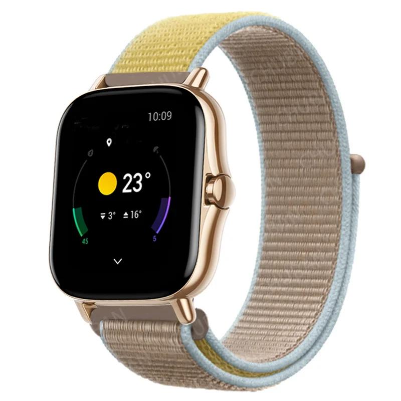 20mm/22mm Nylon Loop watch band For Amazfit GTS/4/2e/3/GTS2 Mini/GTR 4/3 pro/47mm/GTR2/2e/stratos Bracelet Amazfit bip-u strap