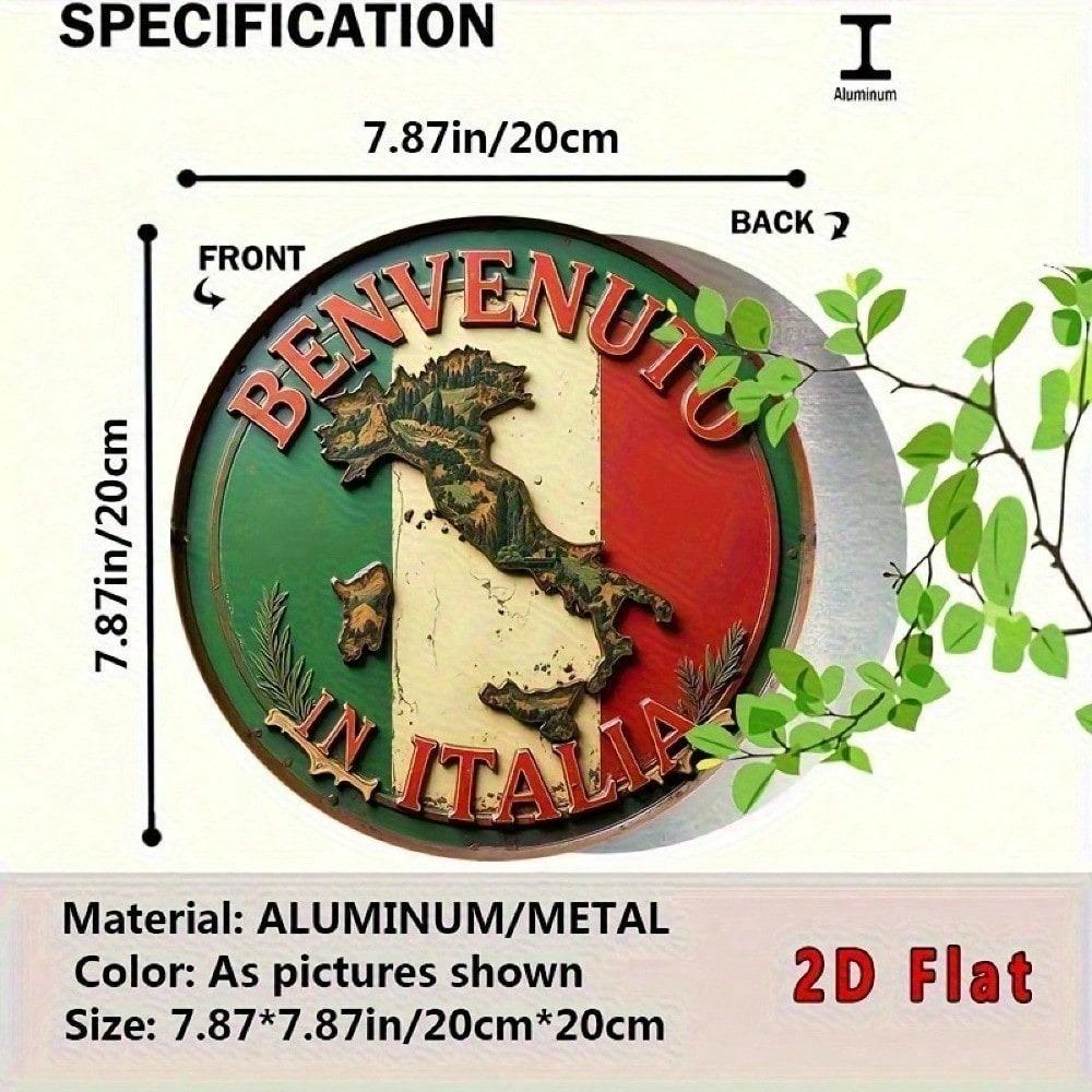 Vintage Italian Flag Metal Poster Welcome To Italy Bar Wall Decor