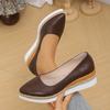 Fashion Women's Casual Wedge Heels Retro Thick-soled Shallow-mouth Women's Shoes Deep-mouth Office Shoes 2025 New
