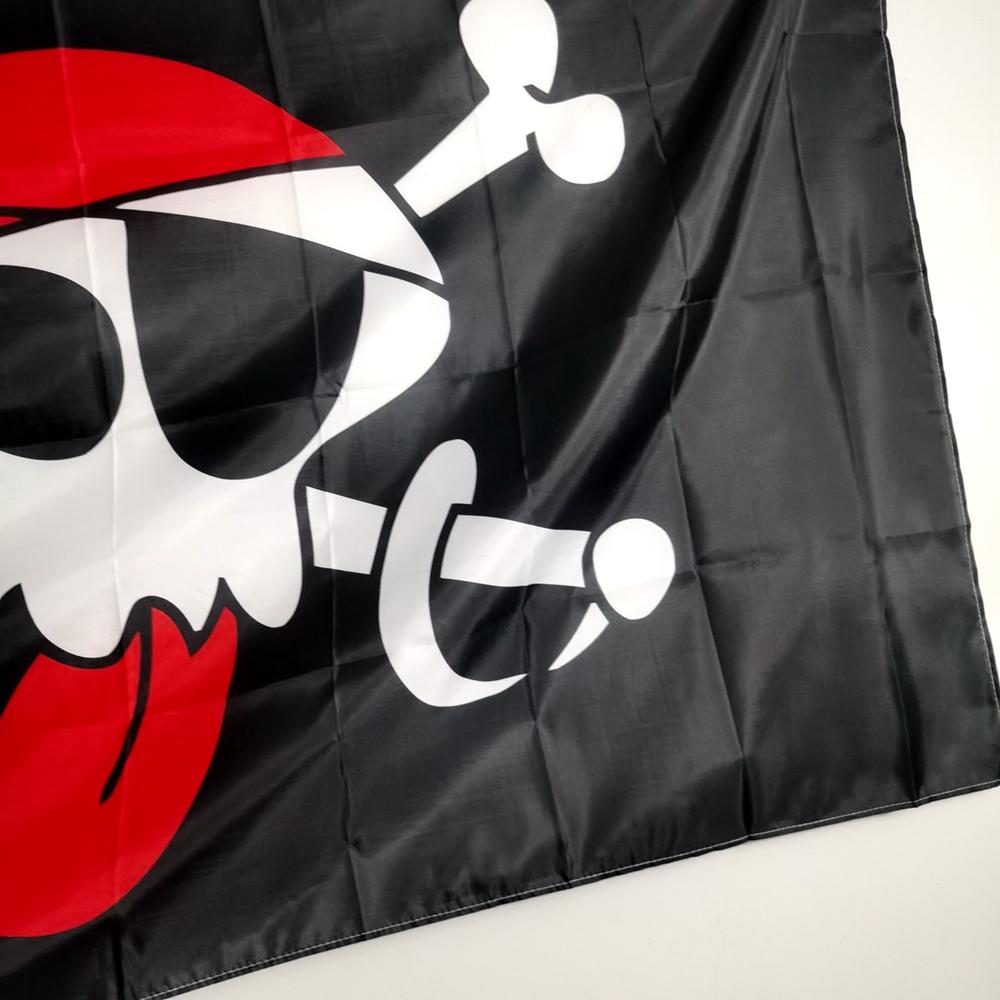 Jolly Roger Pirate Flag 90x150cm Red Skull Crossbones Polyester Flag Nautical Decor for Boat Party Halloween Outdoor Home Decor