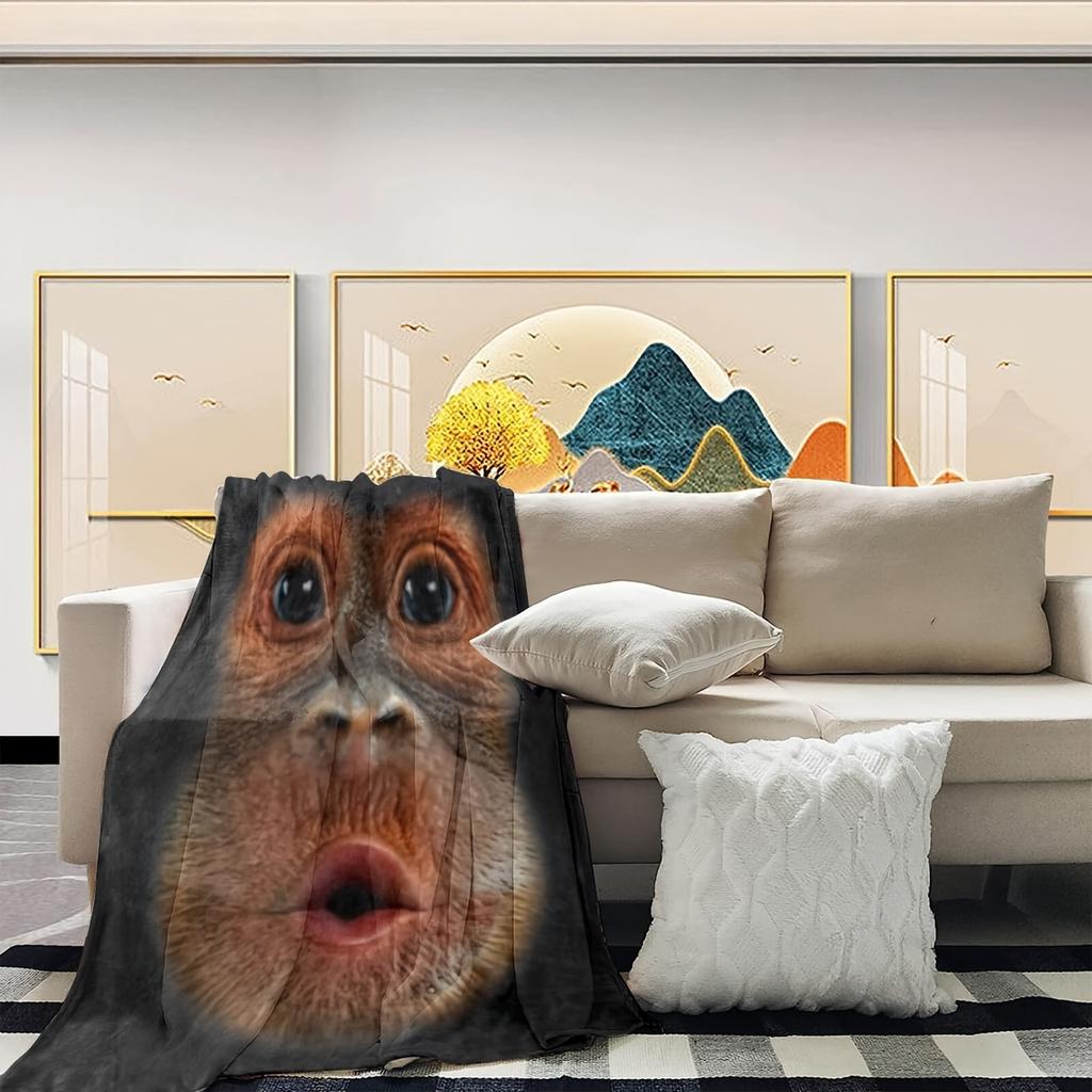 Adorable Monkey Face Ultra-Soft Cozy Blanket - Perfect for Winter Warmth, Ideal Gift for Animal and Art Enthusiasts