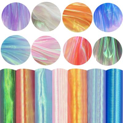 59in X 19.6in Designer Fluorescent Fabrics Colorful Shiny Gauze Fabric Stage Wedding Decor Voile Transparent Holographic Cloth