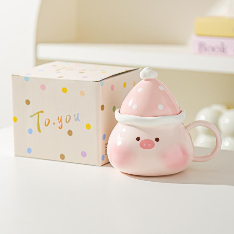 

Креативна Мила Карамелізовані Глоди Мультяшна Свинка Щеня Чашка Керамічна з Кришкою Кружка Подарунок Чашка для Води Чашка для Пари 401-500ml