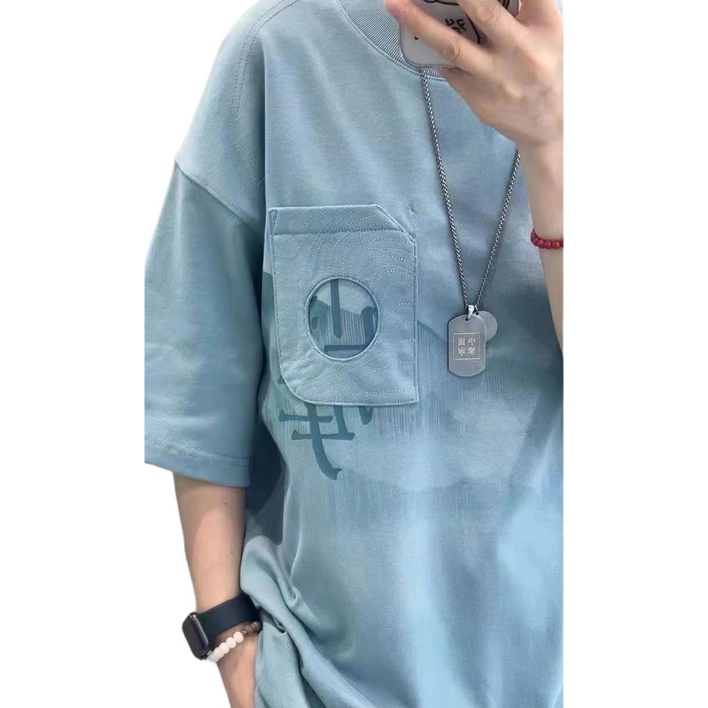 Li Ning X Jackie Chan Kollaboration Kung Fu Serie Lässiges Lockeres Einfarbiges Überschnittene Schultern Kurzarm T-Shirt Unisex T-Shirts AHSU193-2