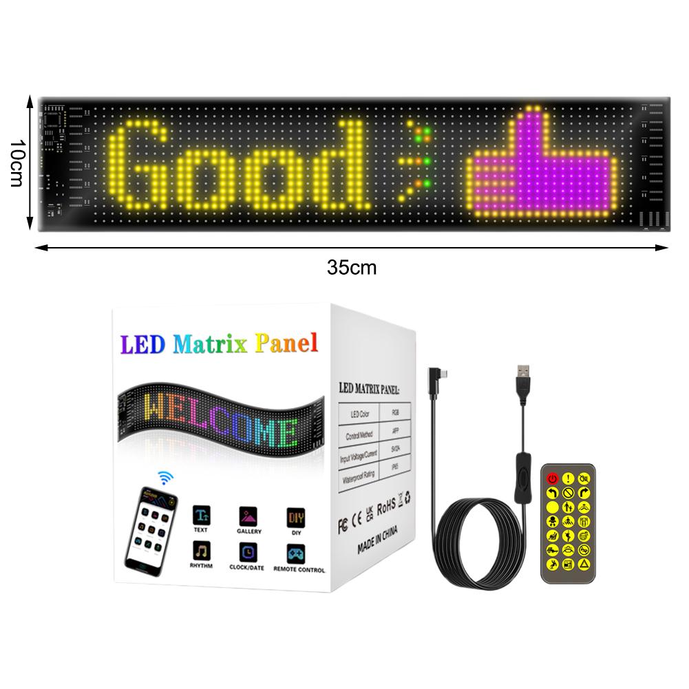 

Светодиодная вывеска, матрица, пиксельная панель, прокручивающаяся рекламная вывеска, гибкий USB-светодиодный мотоциклетный знак, приложение Bluetooth, DIY Co