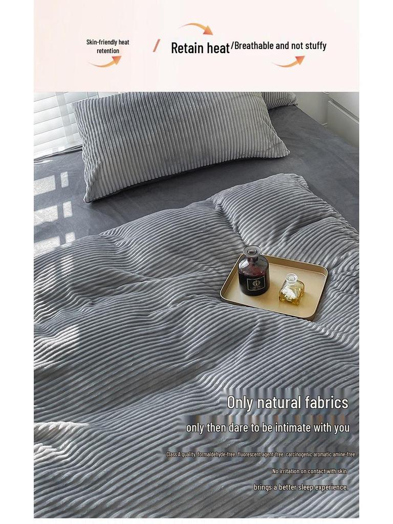 Winterbettwäsche-Set aus Korallenfleece: Plüsch Flanell Bettbezug & Bettlaken (3-teilig)