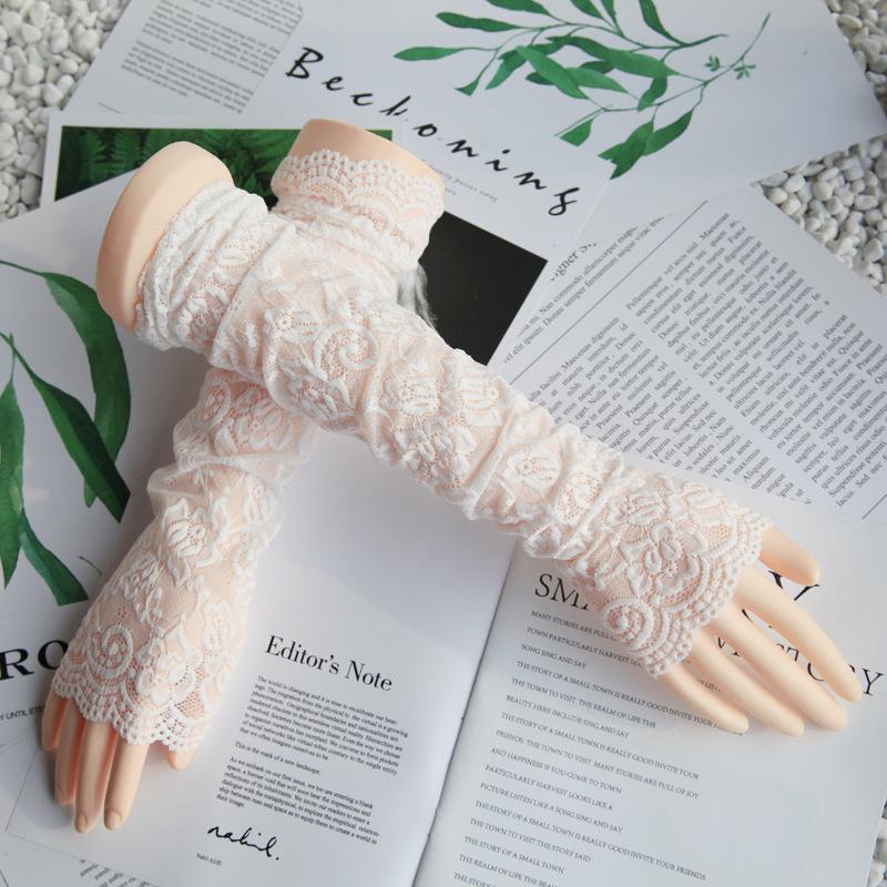 Women's Lace Sun Protection Fingerless Arm Sleeves for Driving