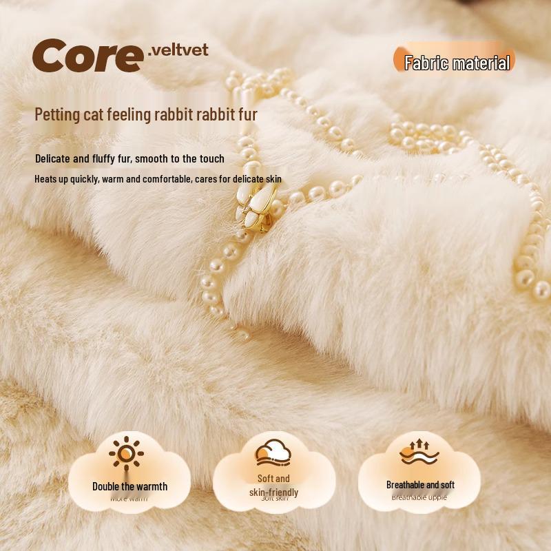 Non-Slip Rabbit Plush Winter Sofa Cushion & Tatami Blanket