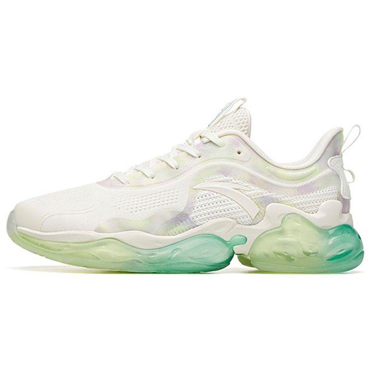 Anta Elastic Gel Men Low Top Mesh Breathable Cushion Running Shoes Ivory White Fluorescent Green 112035501-2 39