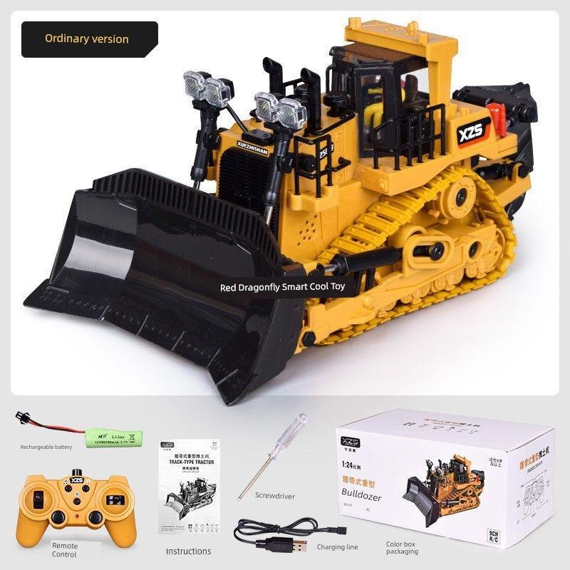 

1:24 Artificial Crawler Bulldozer 9 Channel 2.4G Remote Control Engineering Vehicle Model Kids Toy Children s Day Gift Nine-way bulldozer (plastic version) horn handle