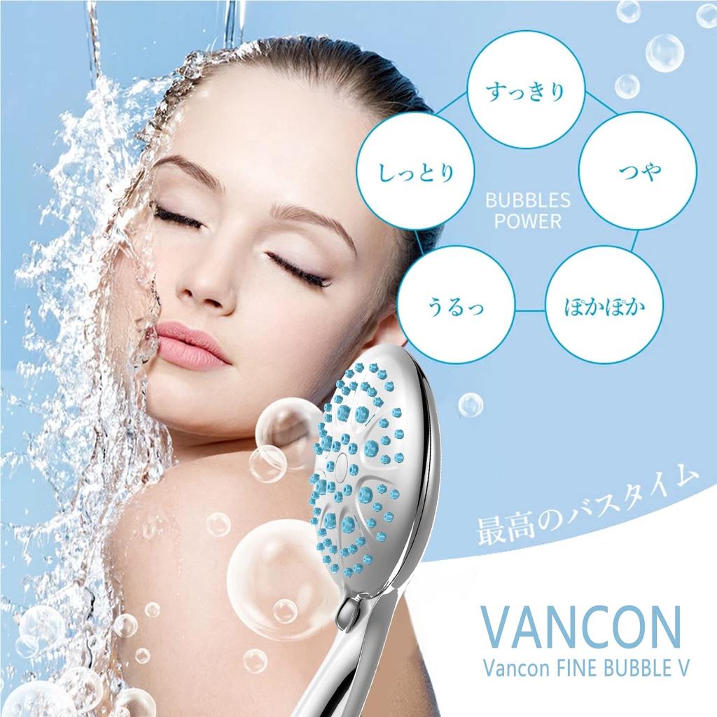VANCON Shower Head Micro Nano Bubble Water Saving Chlorine Removal Shower Head 5 Stage Mode High Cleaning Power Massage Scalp Care Skin Care Dirt