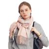 Soft Acrylic Plaid Scarf Women Winter Warm Shawl With Fringe Casual Chic Accessory