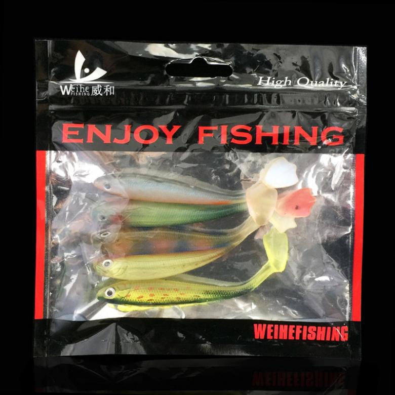 5 buc/lot momeală moale Wobbler T Tail colorată 9cm 5g Momeală moale de pescuit curcubeu cu canelura în spate Swimbait