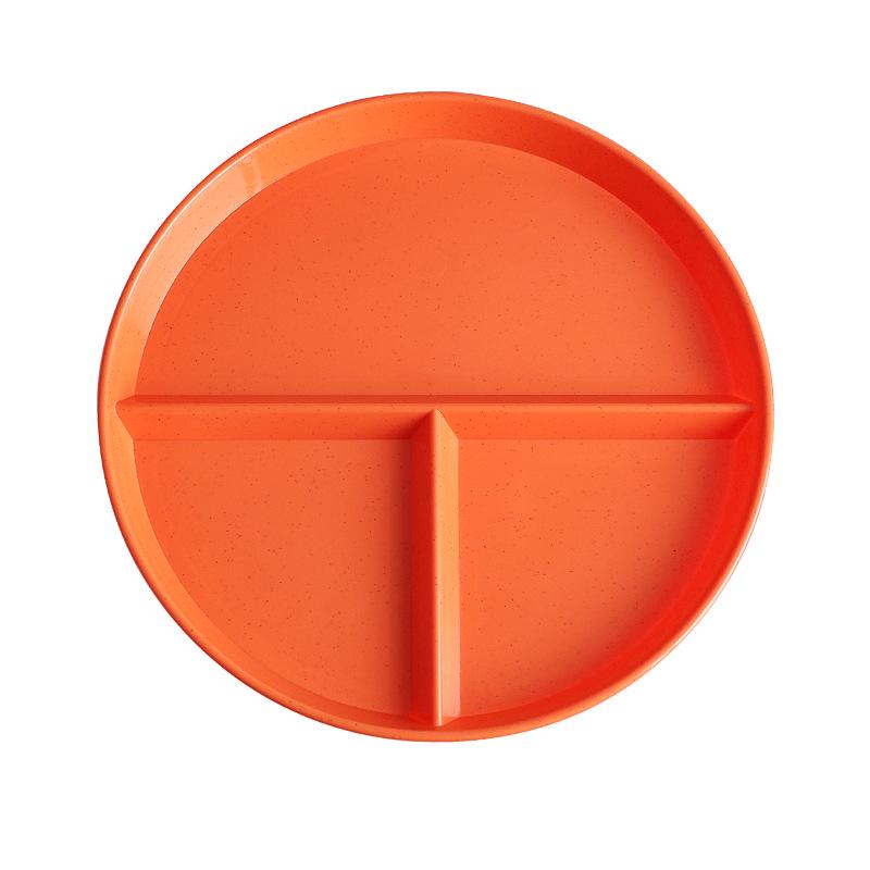 Wheat Straw Portion Control Plate - Three-Compartment Fat-Reducing Round Plastic Plate