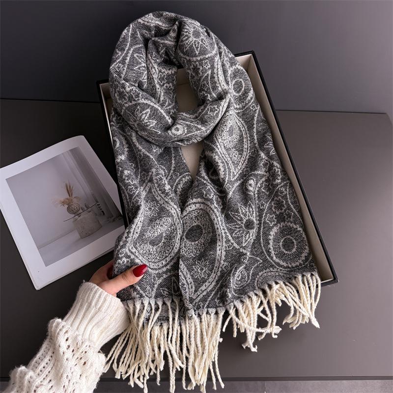 New Cashew Imitation Cashmere Pashmina Shawl Lady Wrap Warm Winter Scarves Long Tassel Female Foulard Hijab Stoles Scarf