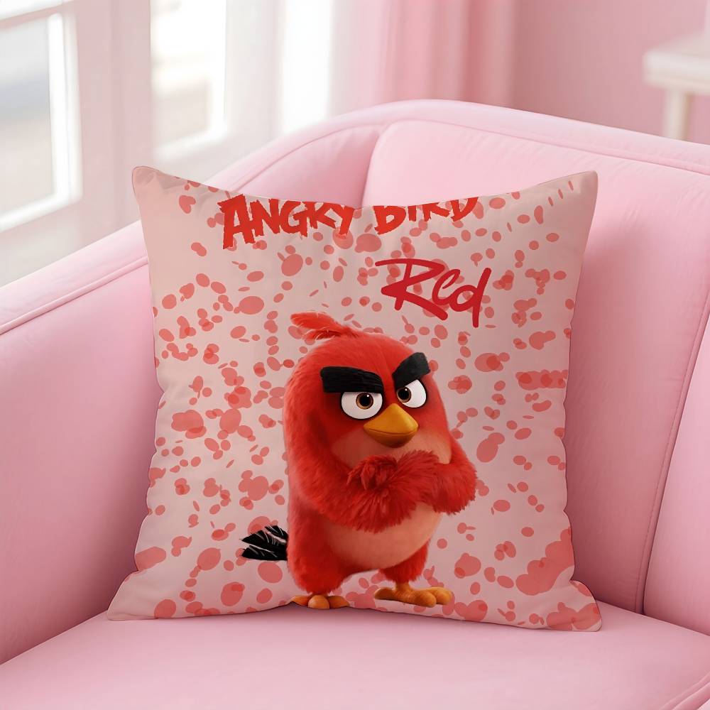 Animation A-A-Angry Birds Cartoon Pillow Case Anti-Dustmite Pillowcase Invisible Zipper Silky Short Plush Sofa Cushion Cover