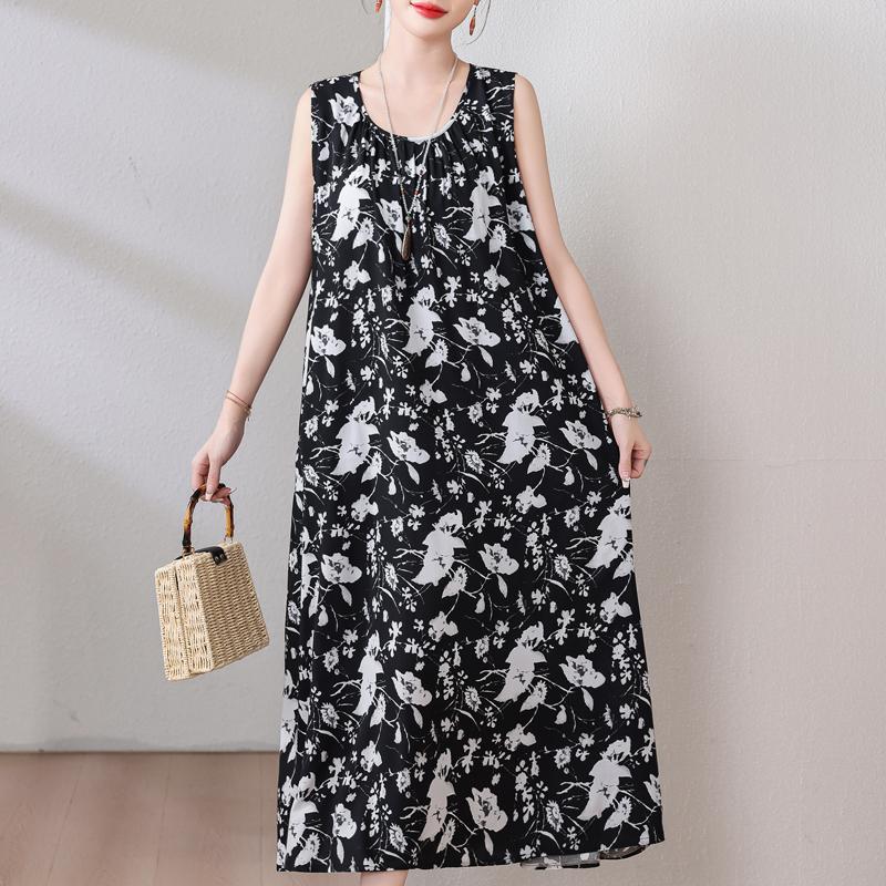 Plus Size Summer Long Dress for Women Clothes Elegant Sleeveless Loose Casual Dress