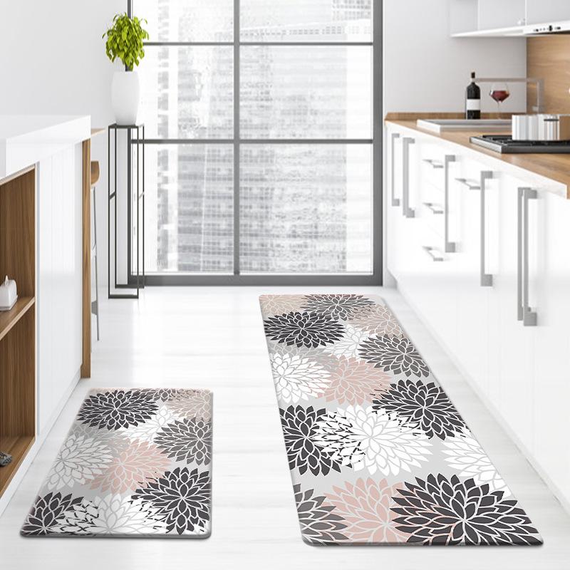

Коврик для кухни из искусственной кожи с цветочным узором, водонепроницаемый, маслостойкий и противоскользящий, коврик для входной двери дома 40*60*1.2CM