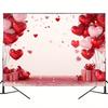 2D Love Themed Photo Backdrop, Red Pink Heart Balloons & Gift Box Party Background