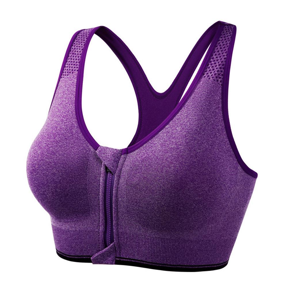 Front Zipper Sports Women's Bra Sexy Underwear Adjustable Strap Running Gym Fitness Brassiere Shockproof Breathable Without Underwire Bralette