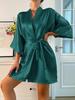 Danny Lin Women's Silk-Feel Casual Robe - Lightweight, Loose-Fit Cardigan Bathrobe with Tie