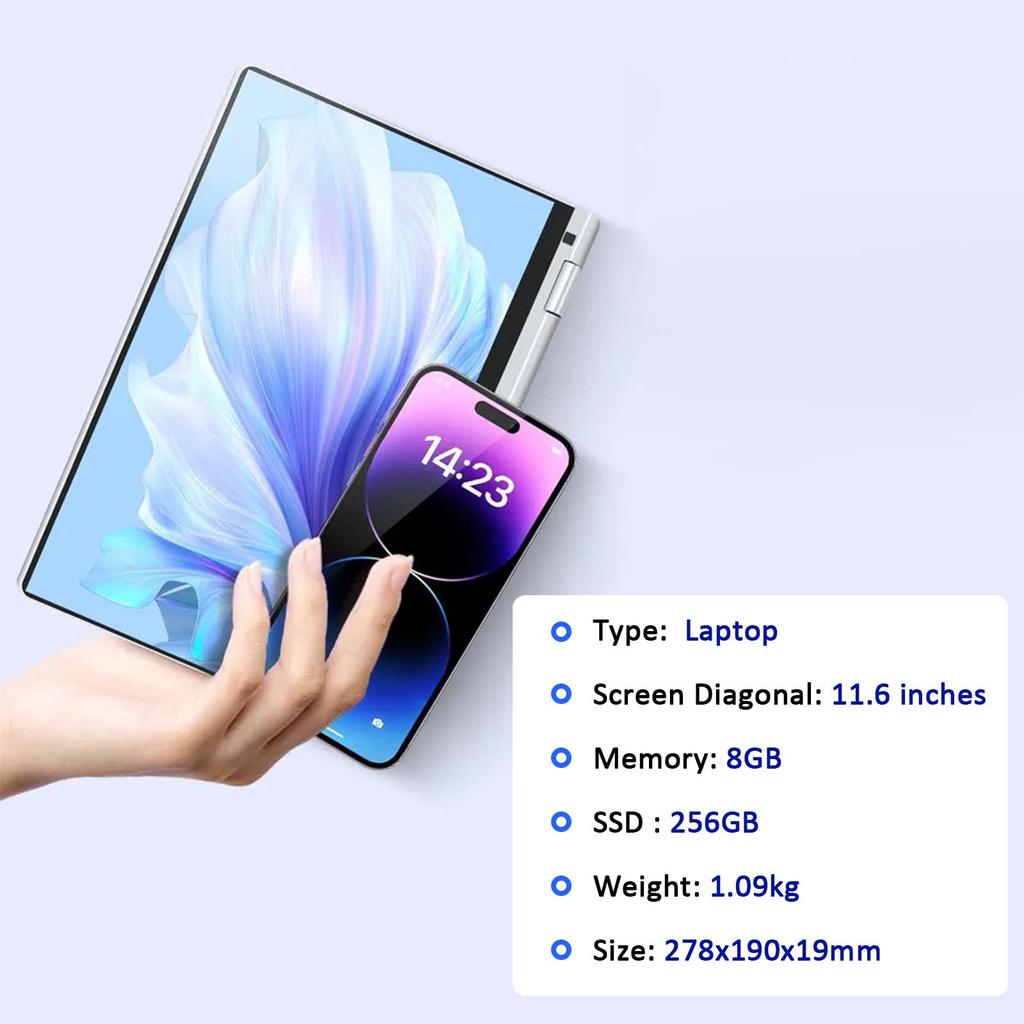 Touchscreen Laptop HDTOSNER 11.6" , Intel Processor, 8GB RAM, 256GB SSD, Windows Pro, Silver, For Work and Study Laptop