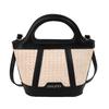Casual fashion portable bucket bag women's summer new straw shoulder bag texture splicing messenger bag