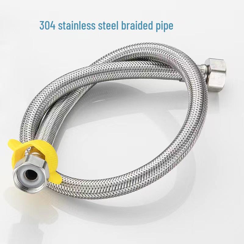 304 Stainless Steel Double-Ended High-Pressure Braided Metal Water Inlet Hose - Explosion-Proof Design