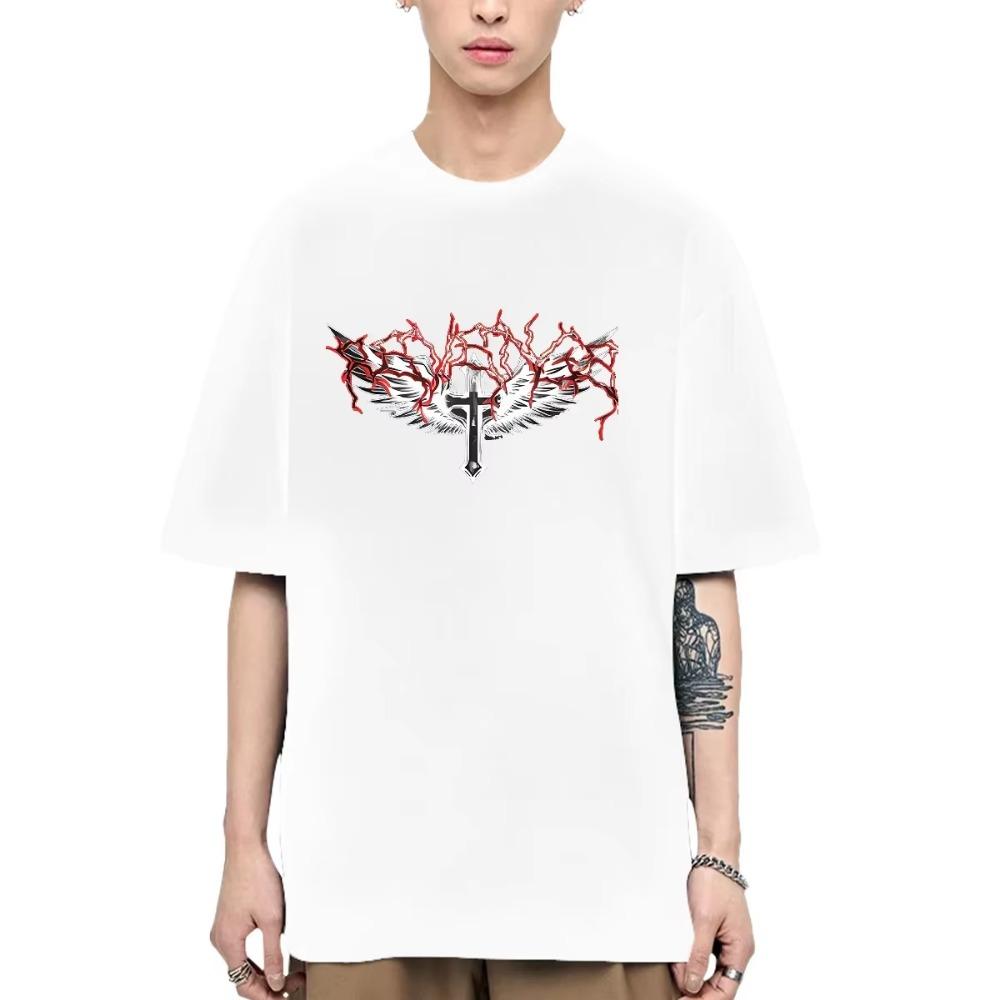 Cross T-shirt Death Cross of Jesus short sleeve Black T Shirt High quality Loose Breathable Short sleeve New Fashion Tops