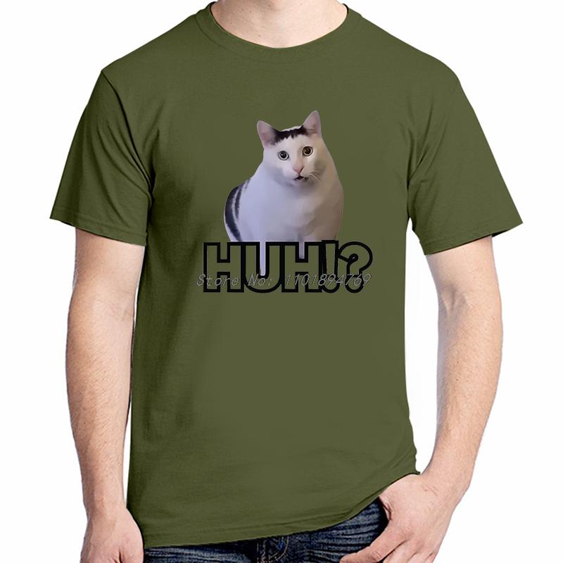 Funny Huh Cat Meme Graphic T Shirts Fashion Tees Tops Cotton New Shirts And Tshirts Summer Unisex Streetwear Print T Shirt