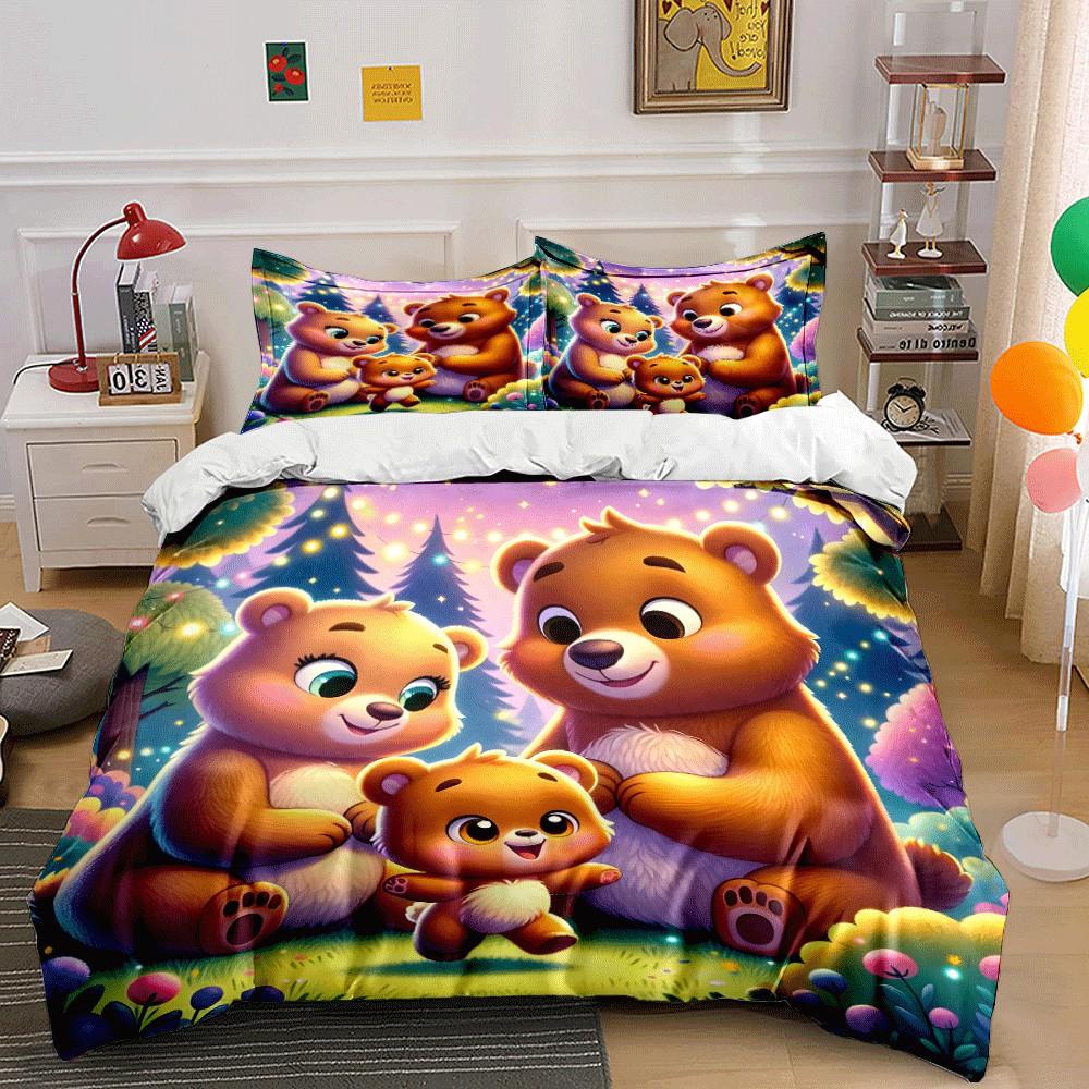 Family Bear Set For Stories Exquisite Three-Piece Bedding Set Gift For Kids And Adults