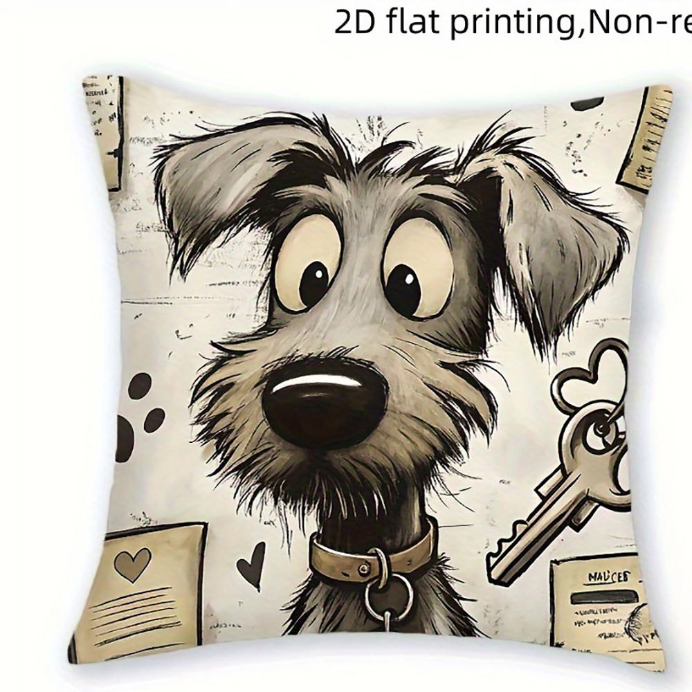 1/4pcs Cute Dog-Patterned Pillowcases with 2D Flat Printing Sofa Cushion Cover Home Bedroom Room Decoration