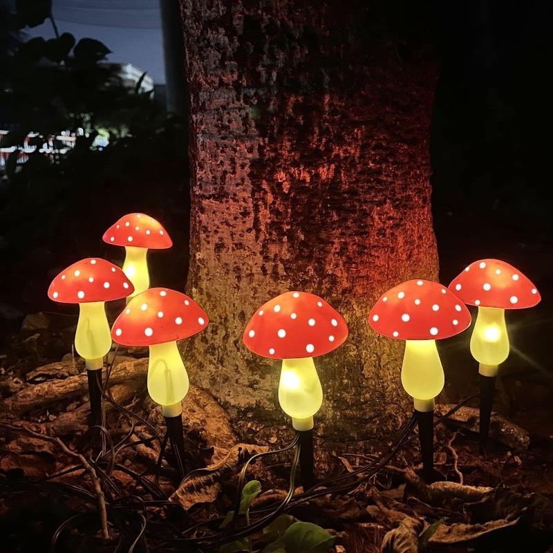 8-Pack/12-Pack/20-Pack Red Solar Mushroom Lamp, 8 Modes, Outdoor Waterproof, for Garden Decor, Christmas, Halloween, Yard, Lawn