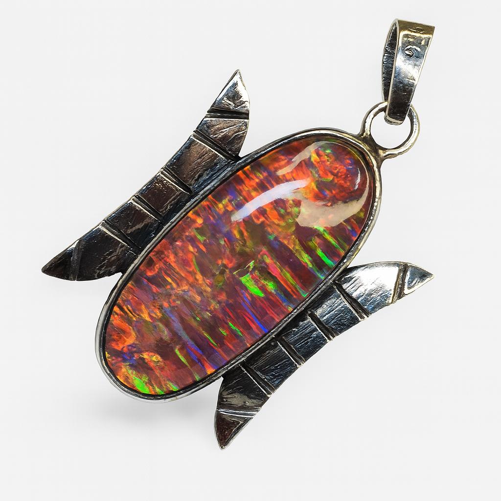 Natural Opal Pendant Flawless Oval 36 ct 925 Sterling Silver Gemstone October Birthday Birthstone