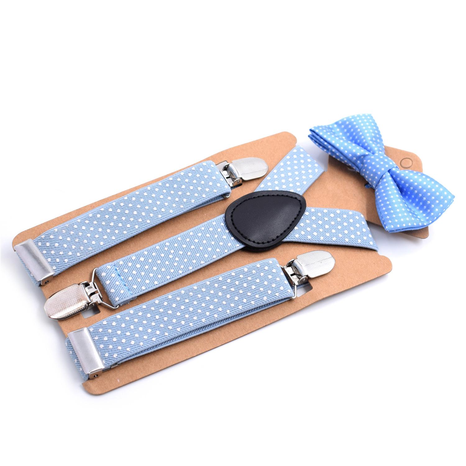 

Adjustable Elastic Suspenders Bow Tie Sets for Kids Children Boys Girls Wedding Party Event Y-Back Polka Dot Braces Belt Bowtie светло-синий